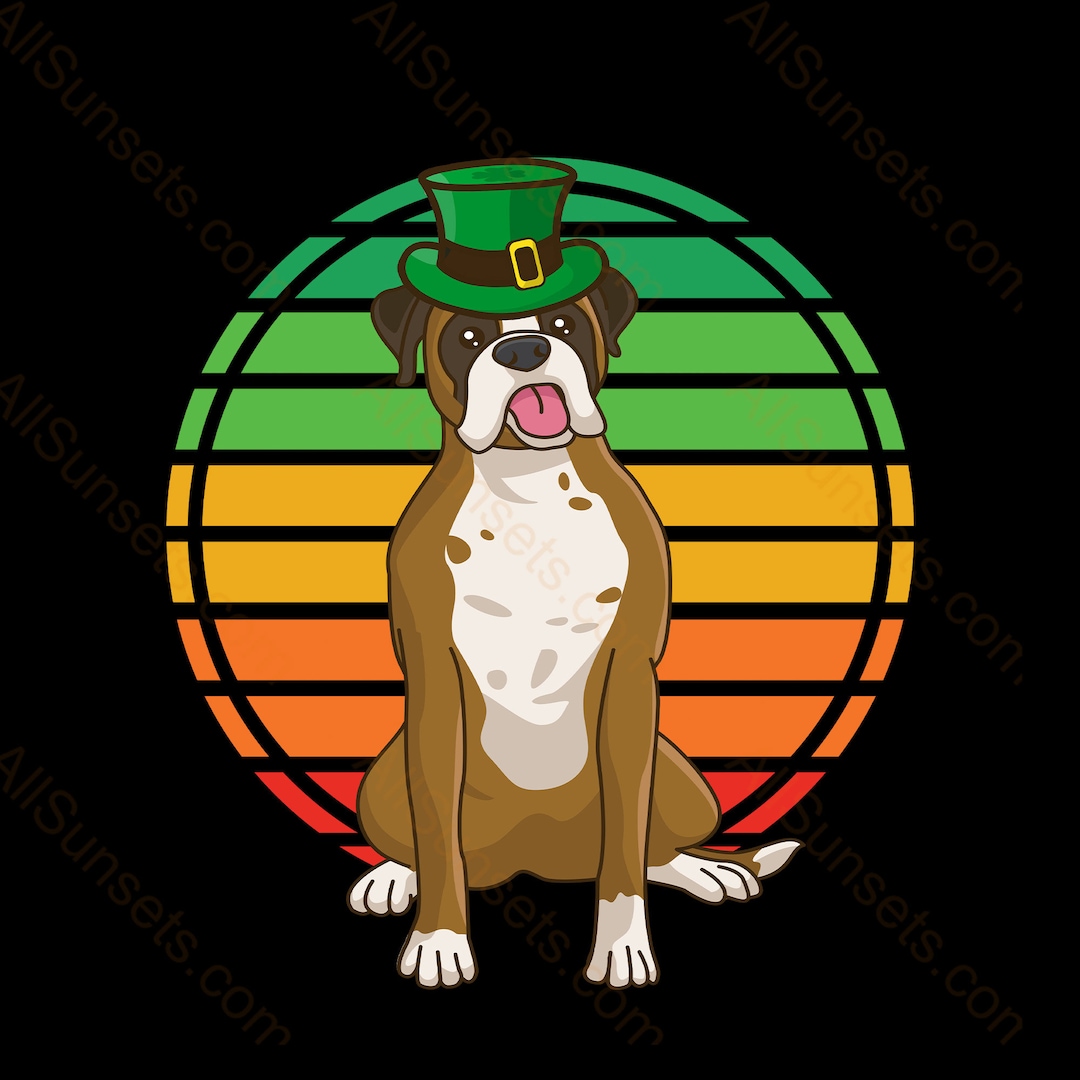 Boxer Dog St Patrick's Day Sunset PNG Adorable Clipart Dog Puppy Pets ...