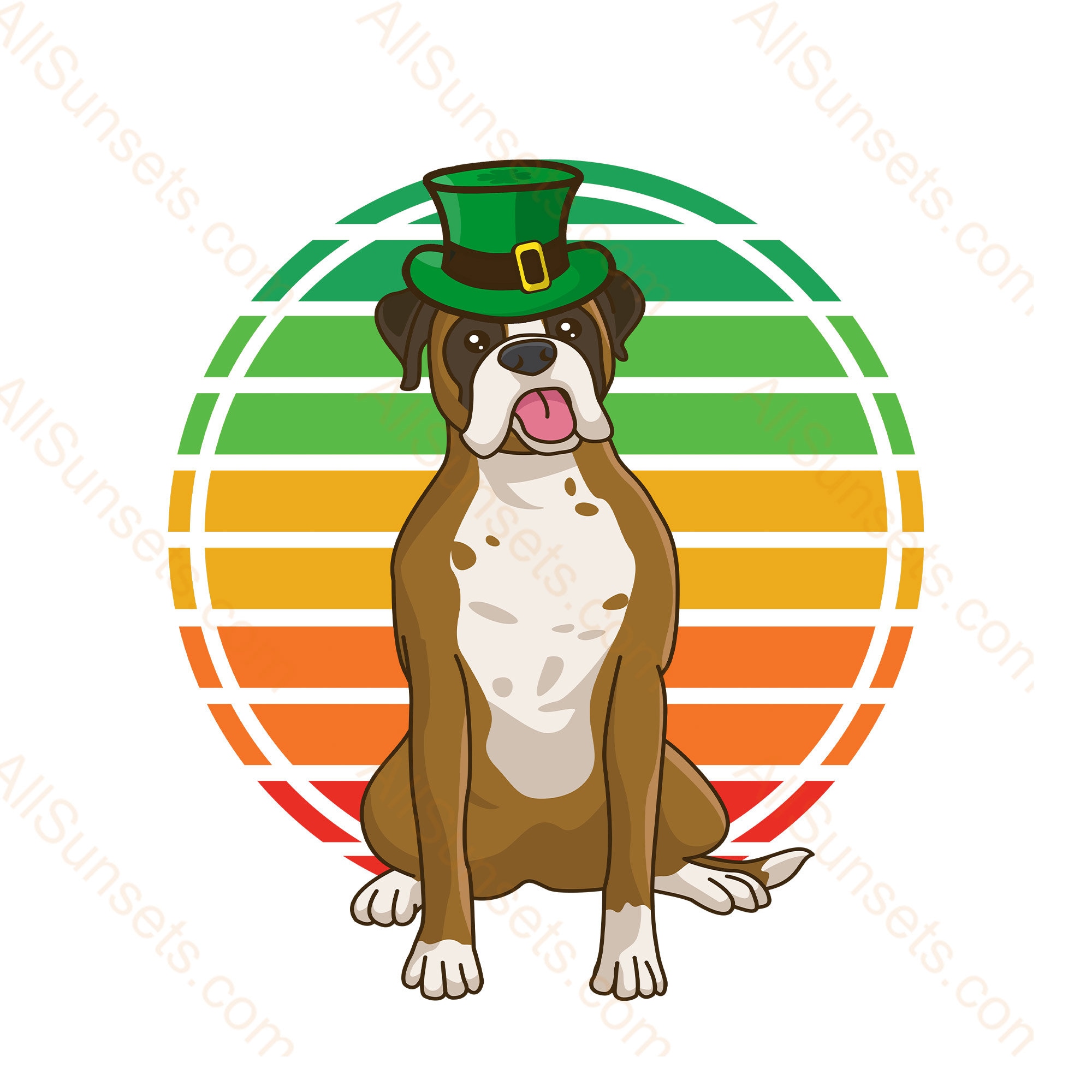 Boxer Dog St Patrick's Day Sunset PNG Adorable Clipart Dog Puppy Pets ...