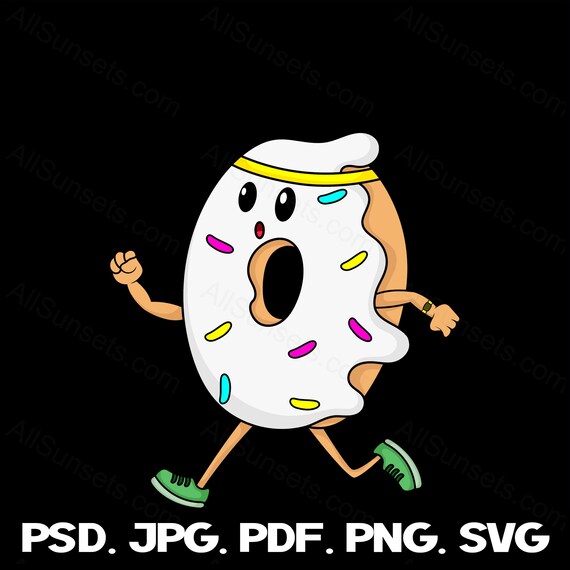 Frosted Donut Running Exercise Fitness svg png pdf psd jpg Files Clipart Getting Healthy Jogging 5K Headband Health Cricut Commercial Use