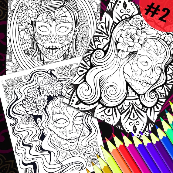 Dia De Muertos Para Adultos Dibujos para Colorear 3 Pack 2 - Etsy España Dia De Muertos Para Adultos Dibujos para Colorear 3 Pack 2 - Etsy España