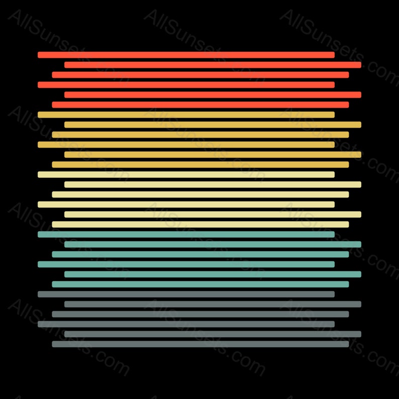 Retro Sunset Horizontal Bars svg png jpg psd pdf File Types Graphic Clipart Commercial Use or Print on Demand