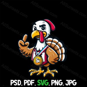Turkey Racing Character Trotting Turkey Racing Svg Png Pdf Psd Jpg Files Funny Finger 5k ...