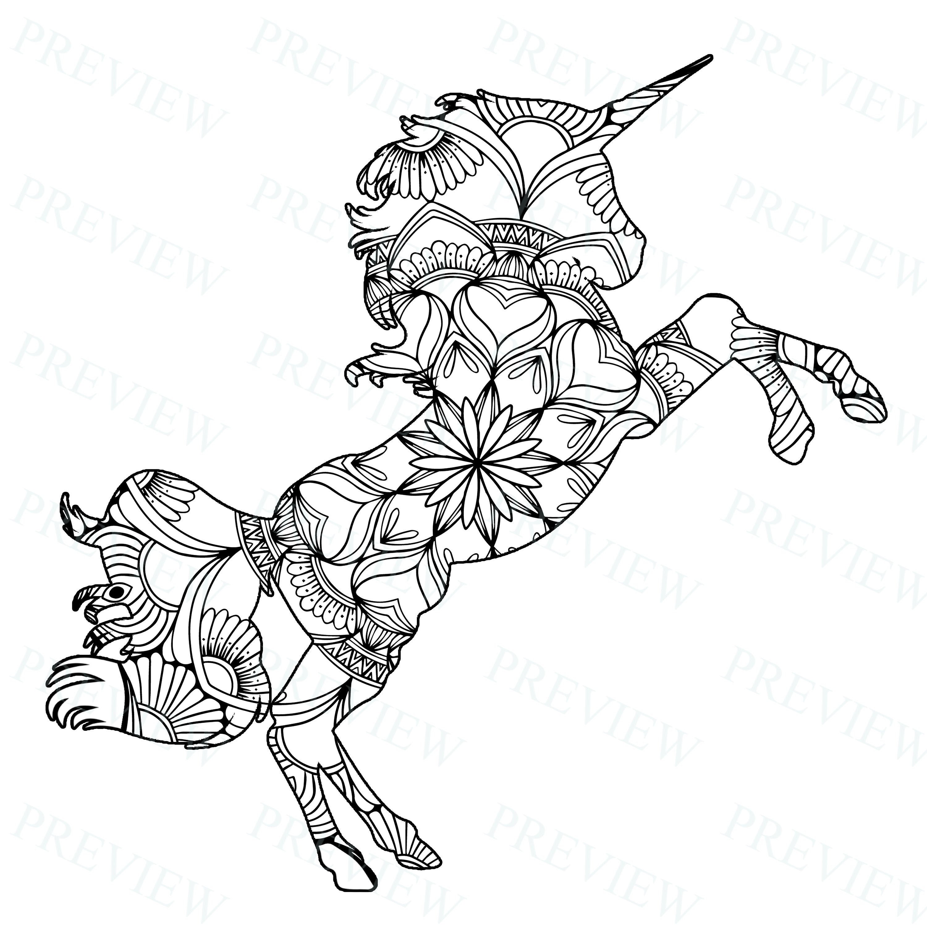 Download 10 Mandala Unicorn Mandala Coloring Pages Commercial License Etsy
