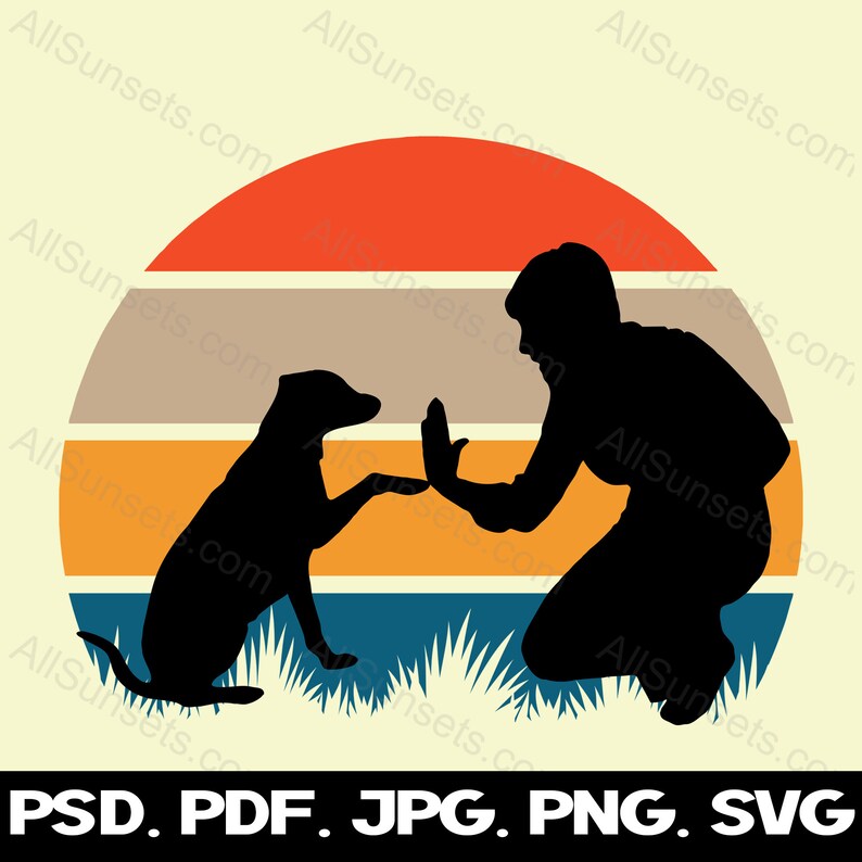 Dog Dad Retro Sunset Svg Png Jpg Pdf Psd File Types Father's Day Puppy ...
