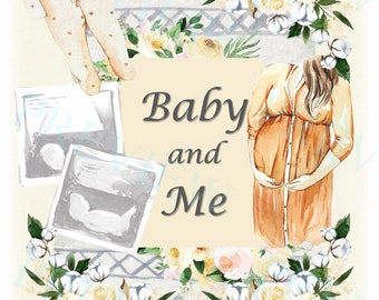 Baby and Me Pregnancy Planner 2-Pack Birth Plan Appointments Memories Photos Baby Shower Party Gift 100 Page Printable Color & Greyscale