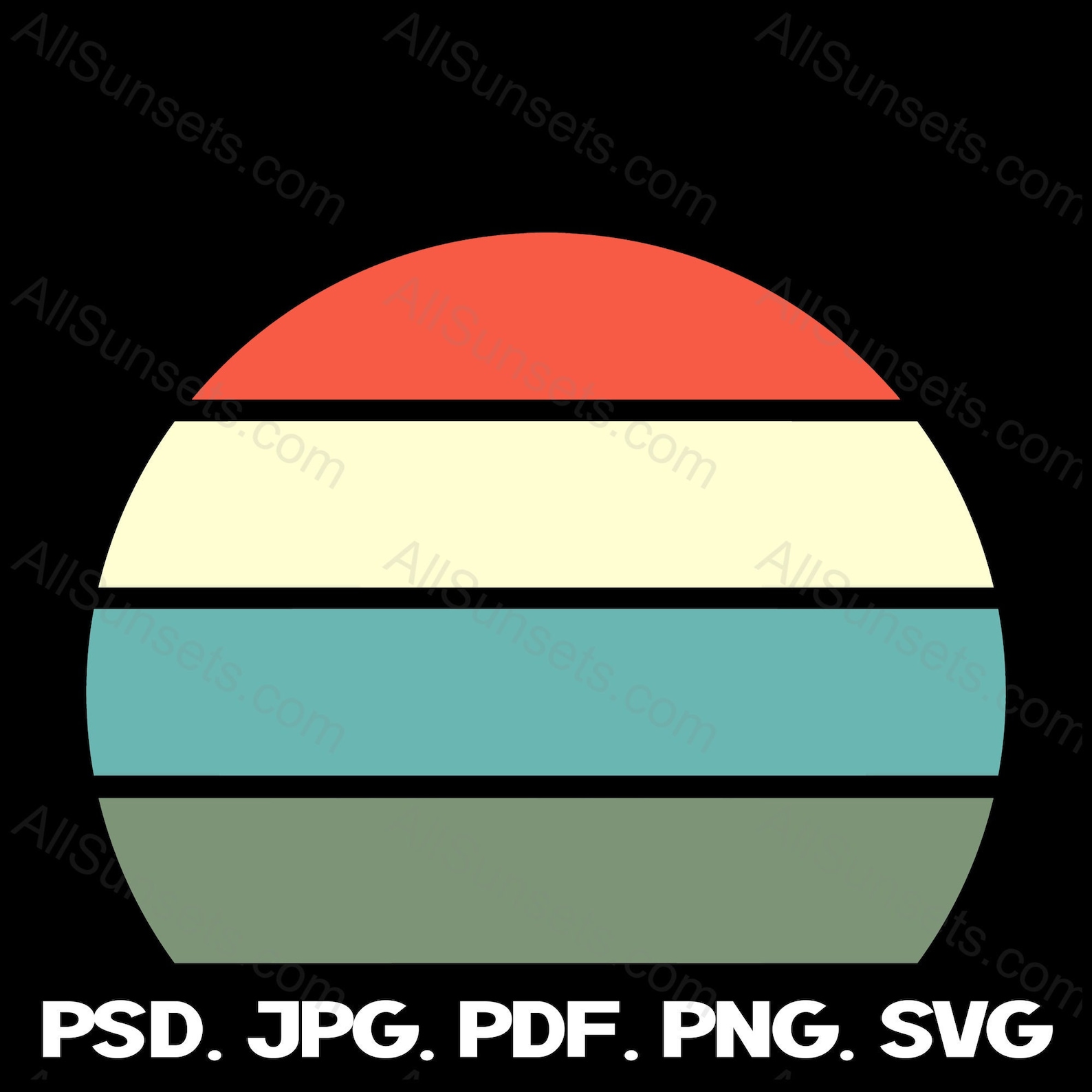 4 Color Retro Sunset Svg Png Jpg Pdf Psd File Types Clipart Palette ...