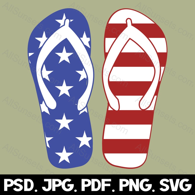Flip Flops American Flag Red White Blue PNG SVG Patriotic - Etsy