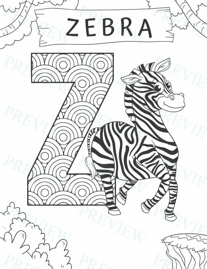 Download 26 Animal Coloring Pages Alphabet Sheets PDF Wildlife Letters | Etsy