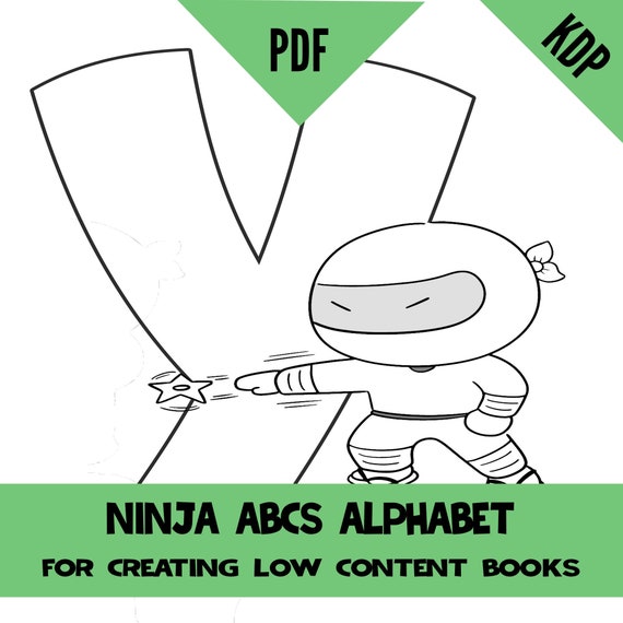 KDP ABC Alphabet Ninja Coloring Interior Pages Sheets PDF Letters
