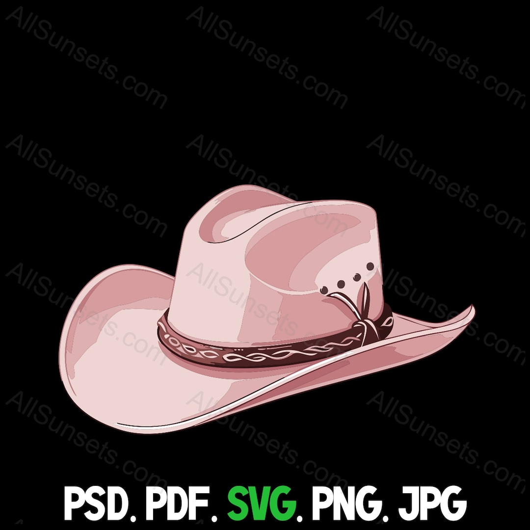 Cowgirl Hat Pink SVG PNG Pdf Jpg Psd File Types Pink Cowgirl Hat Small