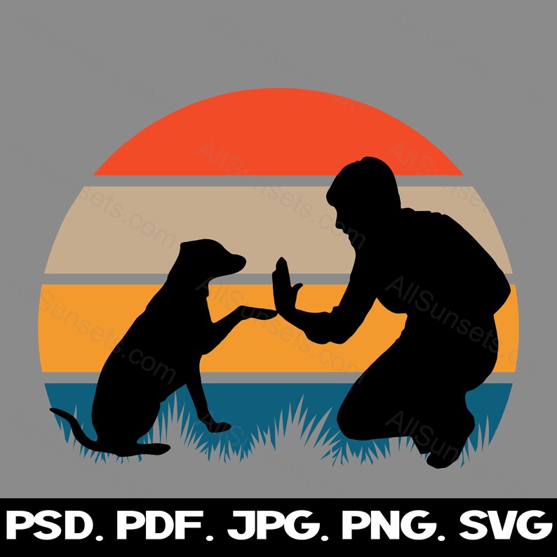 Dog Dad Retro Sunset Svg Png Jpg Pdf Psd File Types Father's Day Puppy ...
