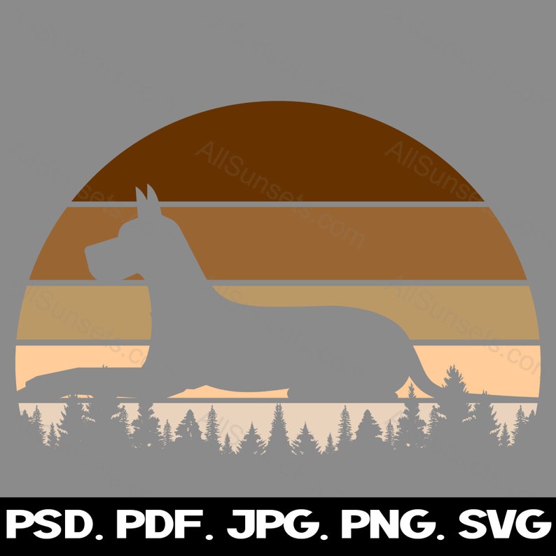 Dog Retro Vintage Sunset Svg Png Jpg Pdf Psd File Types Clipart Brown ...