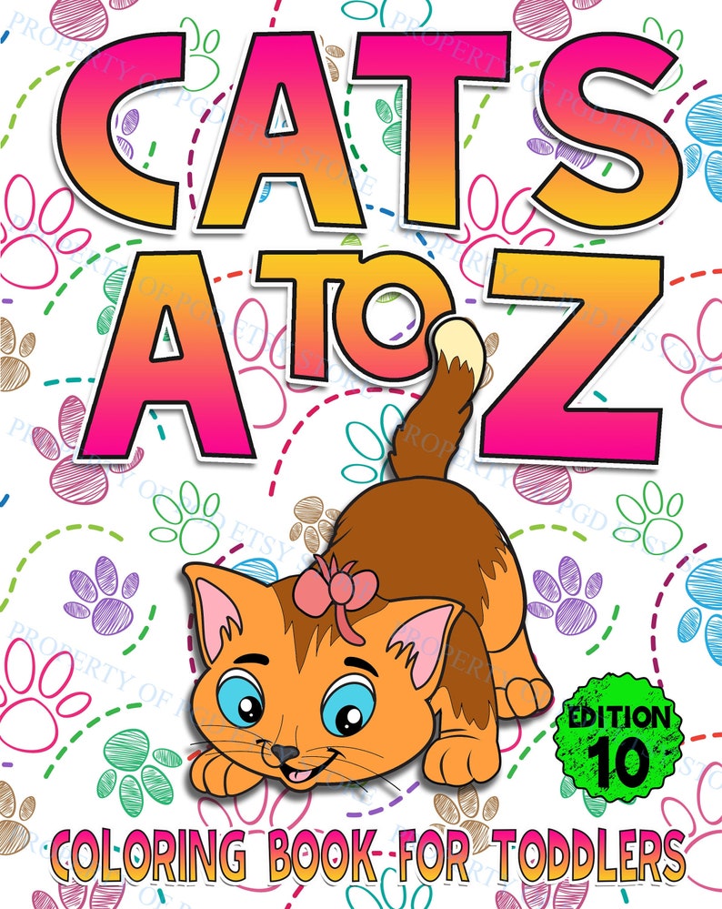 Cats Alphabet Coloring Book for Toddlers A-Z Adorable Cats and Kittens ...