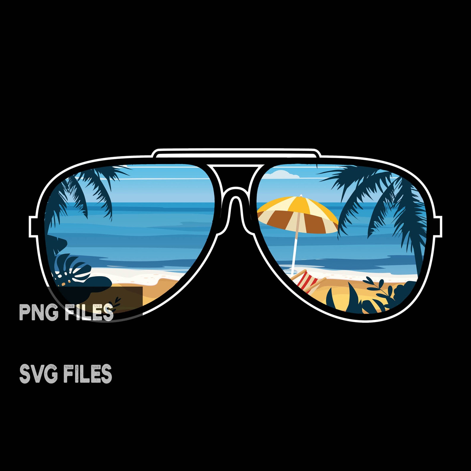 Beach Palm Trees Umbrella Sunglasses PNG SVG Cut Files Clipart - Etsy