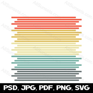 Retro Sunset Horizontal Bars svg png jpg psd pdf File Types Graphic Clipart Commercial Use or Print on Demand
