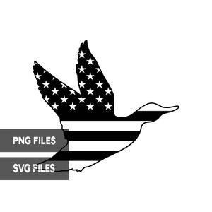 Ente fliegen amerikanische Flagge PNG SVG geschnitten Dateien Clipart Jagd Patriotische USA Jäger Grunge kommerzielle Nutzung Print On Demand Grafik