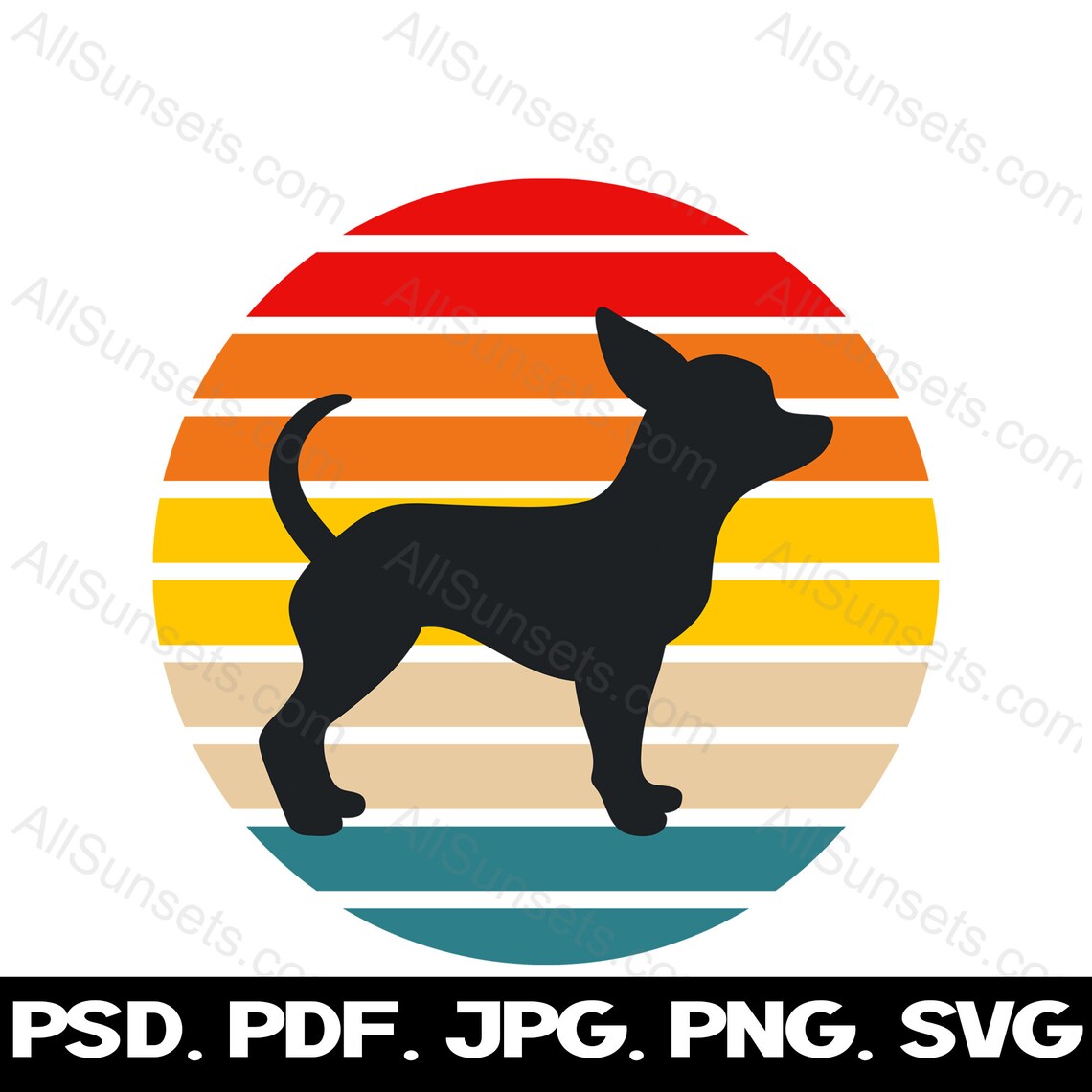 Chihuahua Dog Retro Sunset Svg Png Jpg Pdf Psd File Types Pet Owners ...