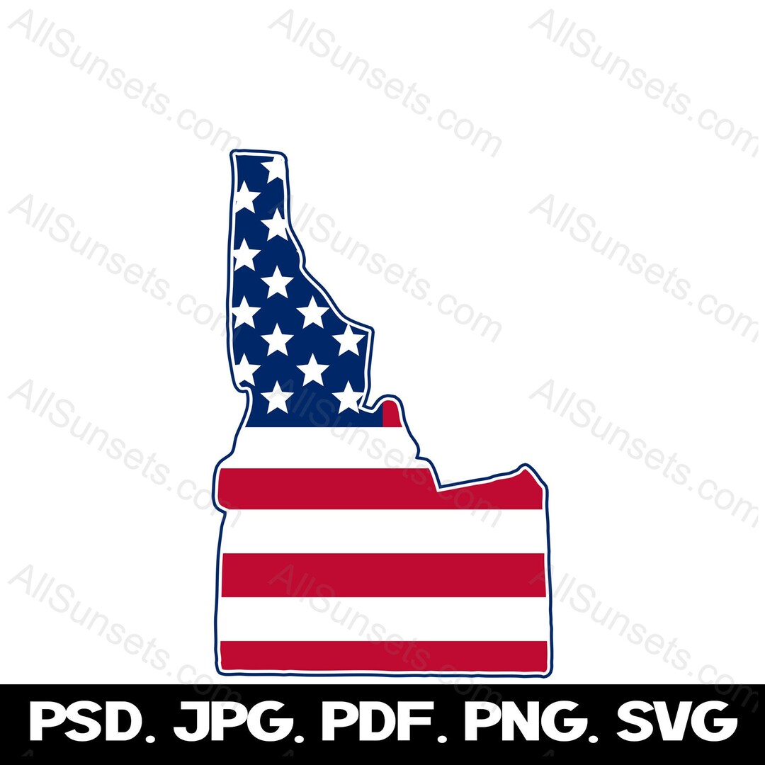 Idaho State Shape American Flag Svg Png Jpg Pdf Psd File Types ...