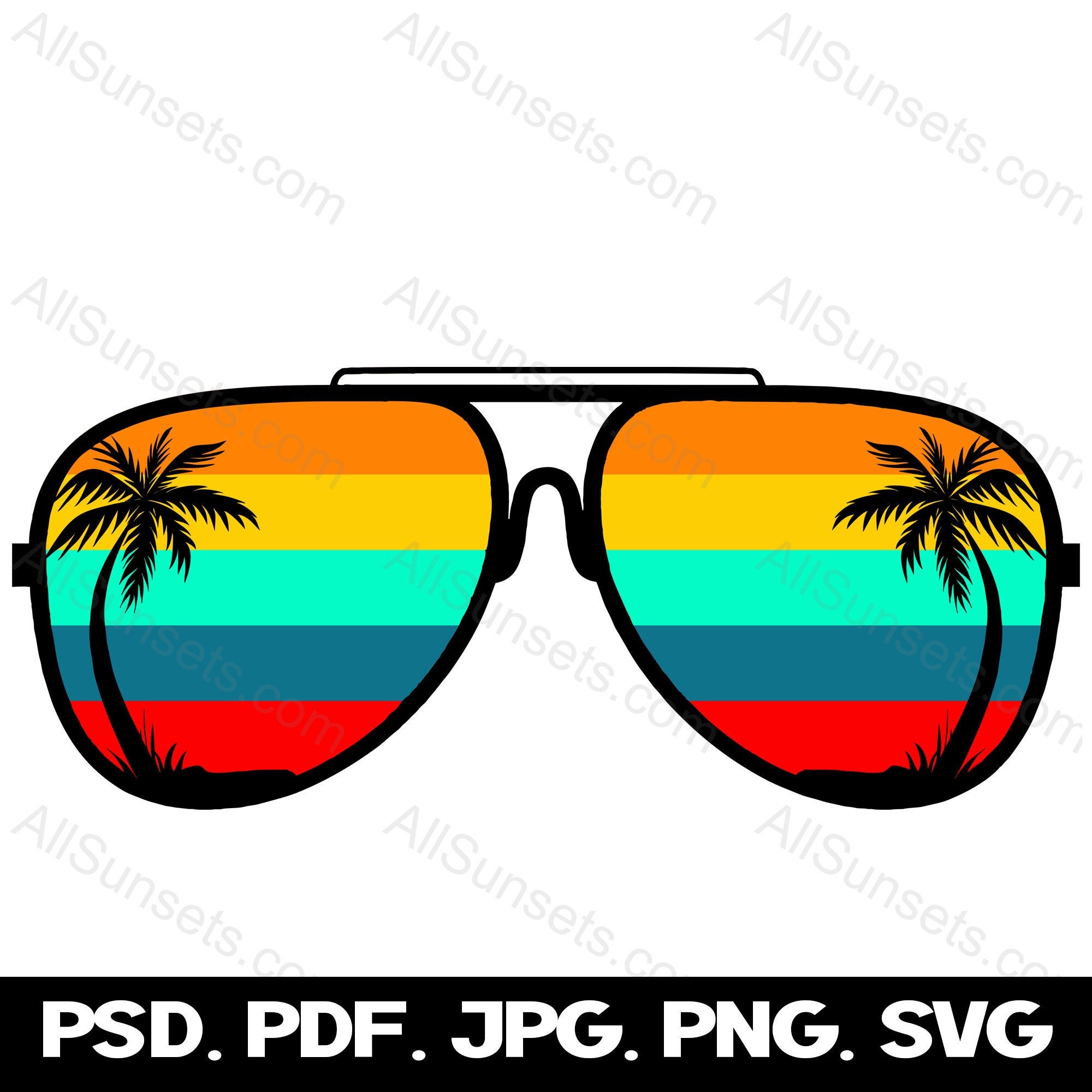 Palm Tree Retro Sunglasses Svg Png Jpg Psd Pdf File Types Etsy