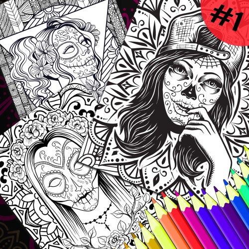 Día De Los Muertos Adulto Dibujos para Colorear 3 Pack 1 - Etsy México Día De Los Muertos Adulto Dibujos para Colorear 3 Pack 1 - Etsy México