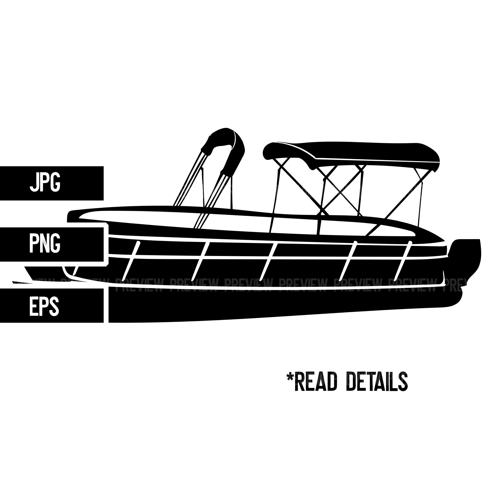 Pontoon Boat Silhouette JPG EPS PNG Transparent Commercial Use | Etsy