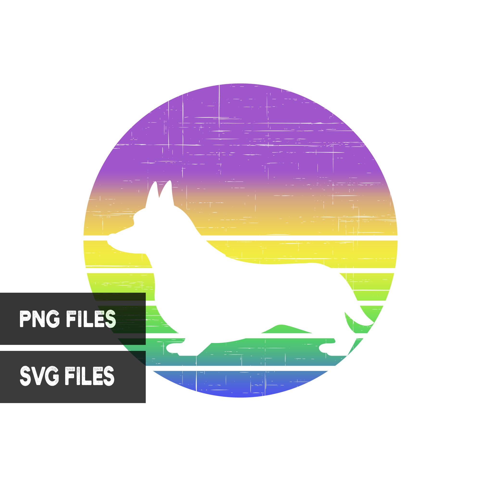 Corgi Dog Retro Vintage Sunset PNG and SVG Cut File Clipart Commercial ...