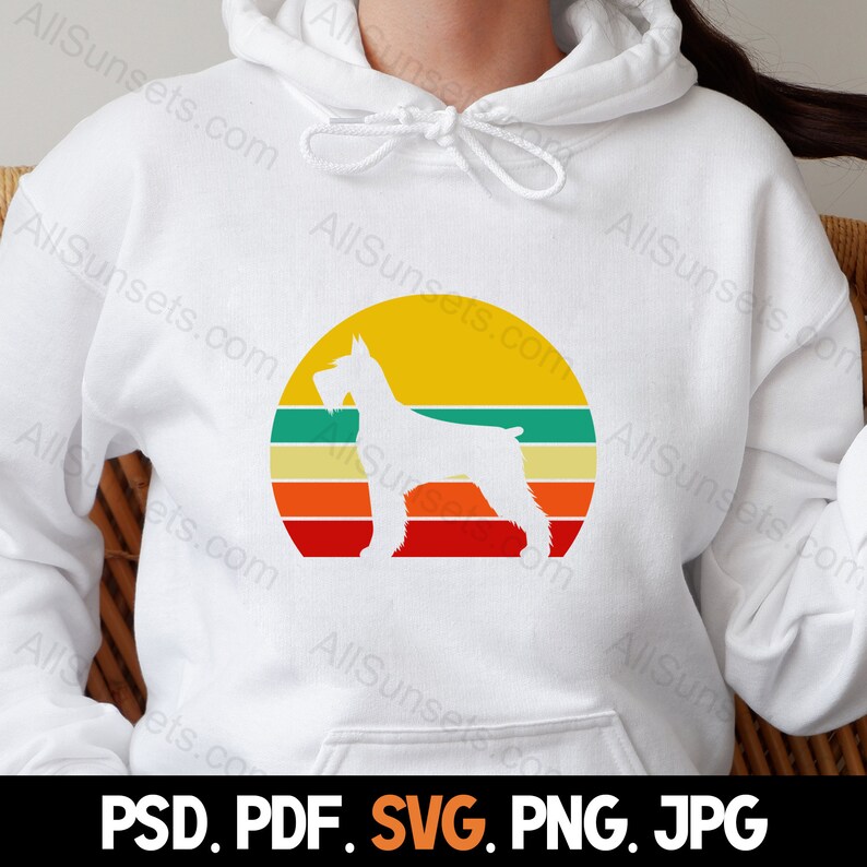 Dog Retro Vintage Sunset PNG and SVG Cut File Clipart Schnauzer Orange ...