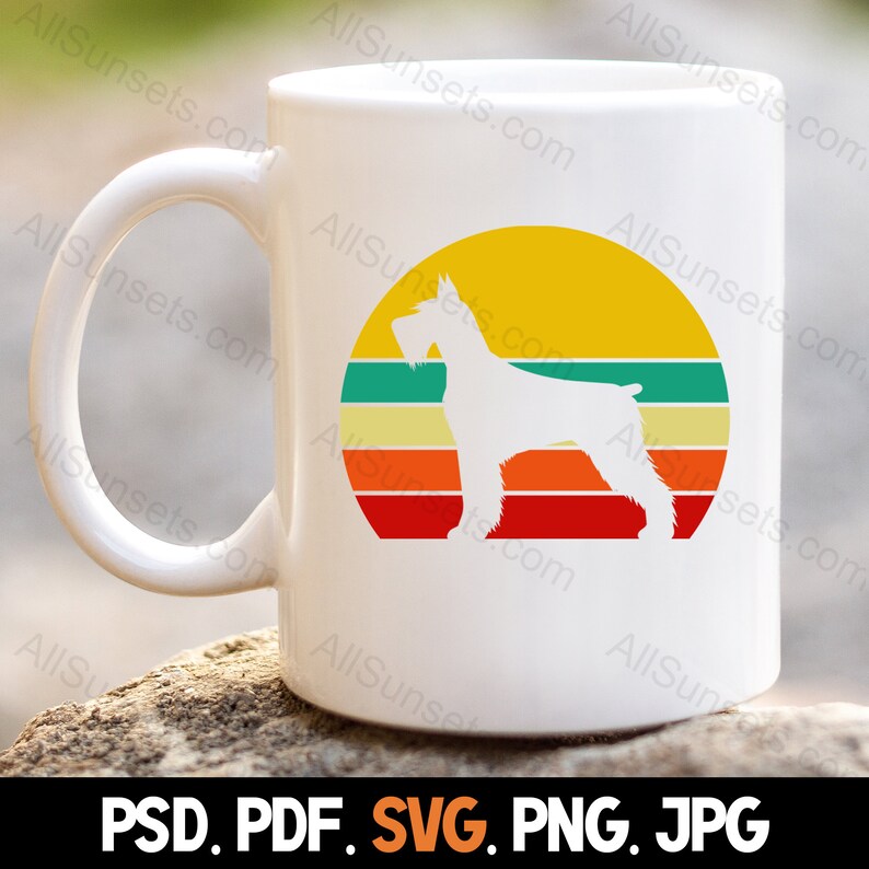 Dog Retro Vintage Sunset PNG and SVG Cut File Clipart Schnauzer Orange ...