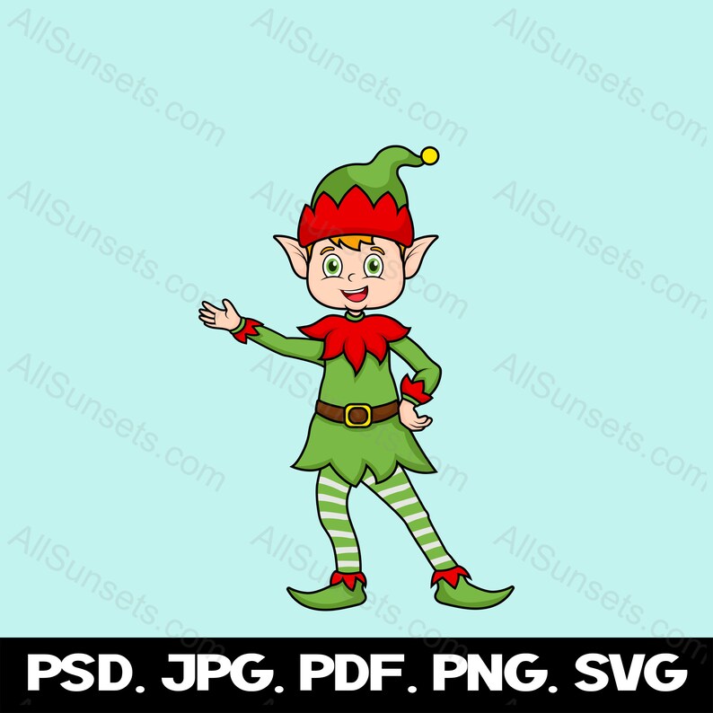 Elf Svg Png Jpg Pdf Psd File Types Vintage Christmas Hat Santa Helper ...
