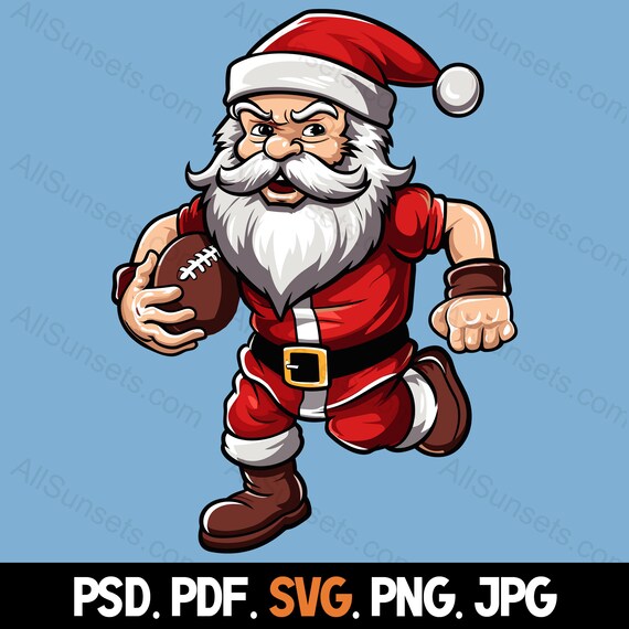 Santa Claus Football Christmas Clipart Svg Png Pdf Psd Jpg File 