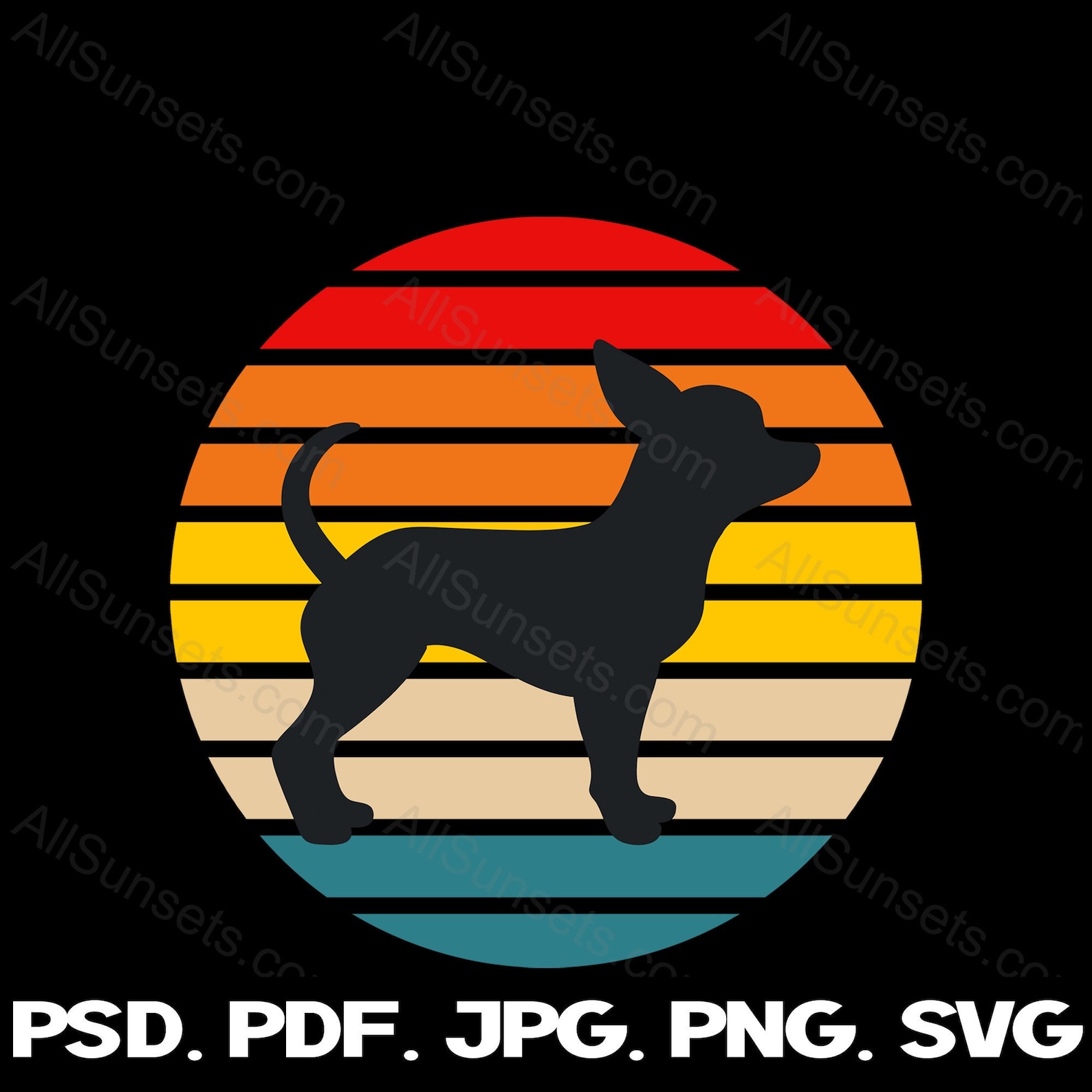 Chihuahua Dog Retro Sunset Svg Png Jpg Pdf Psd File Types Pet Owners ...
