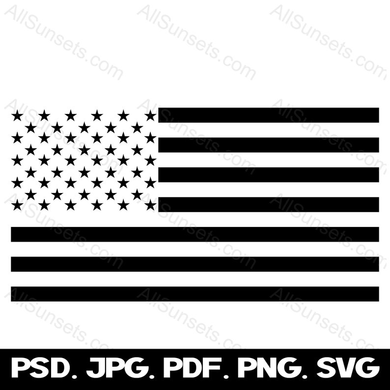Single Color American Flag Svg Png Jpg Psd Pdf File Types - Etsy