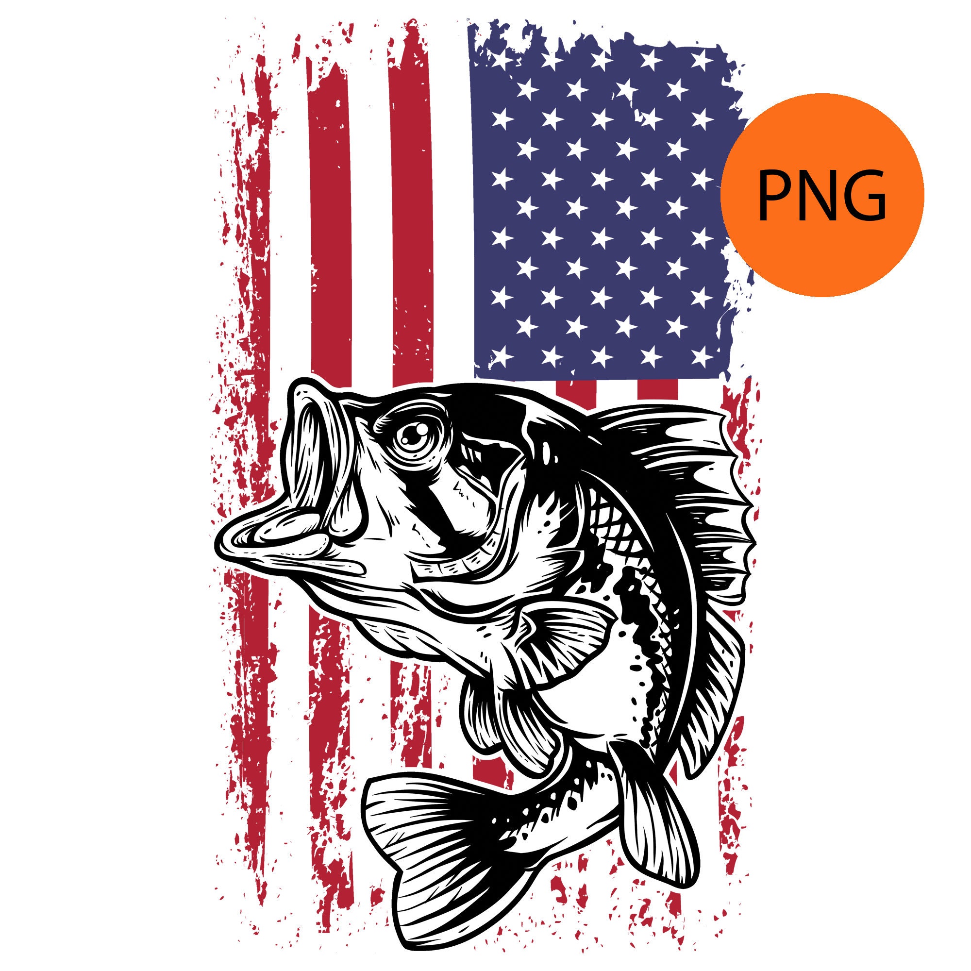 American Flag Bass Fishing PNG SVG Cut Files Patriotic | Etsy