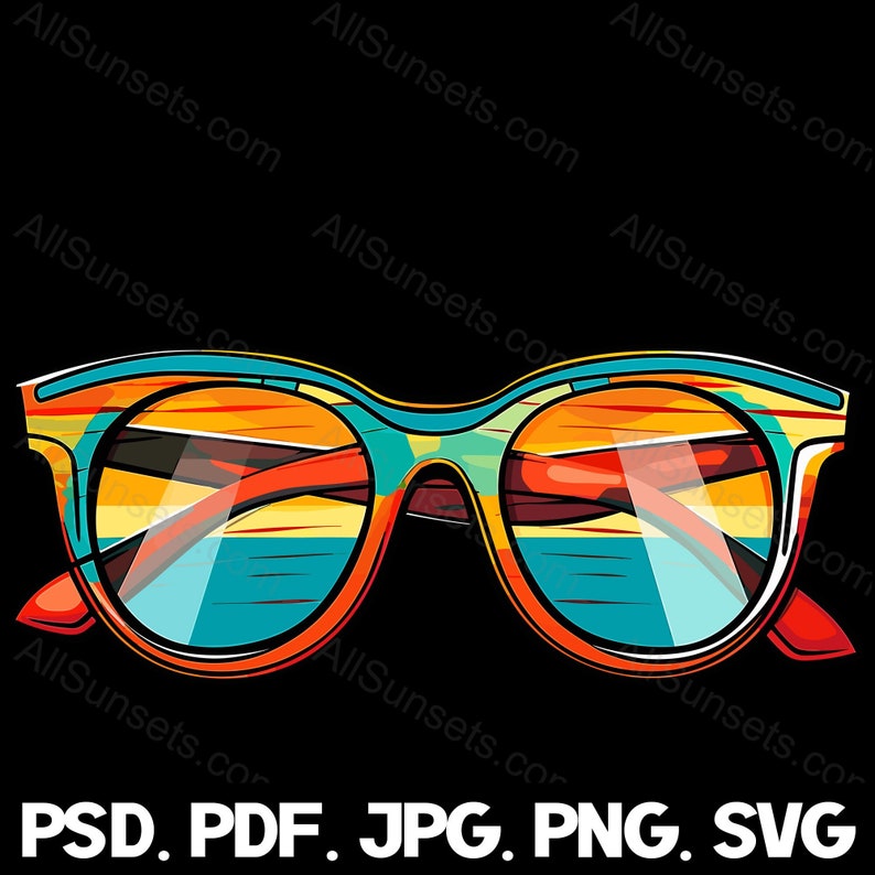 Retro Colored Beach Sunglasses Svg Png Jpg Pdf Psd File Types Clipart ...