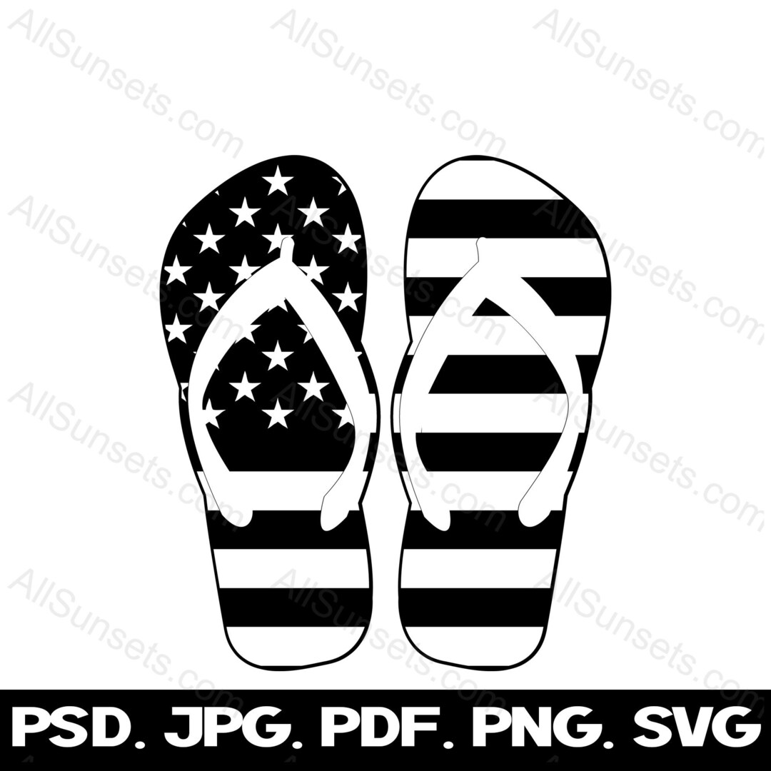 Flip Flops American Flag PNG SVG Patriotic Clipart USA Beach Summer