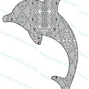 KDP Målarbok Mandala Djur Fjäril Ängelfisk Delfin Tumlare Svan Duva Med Kommersiell Licens bild 5