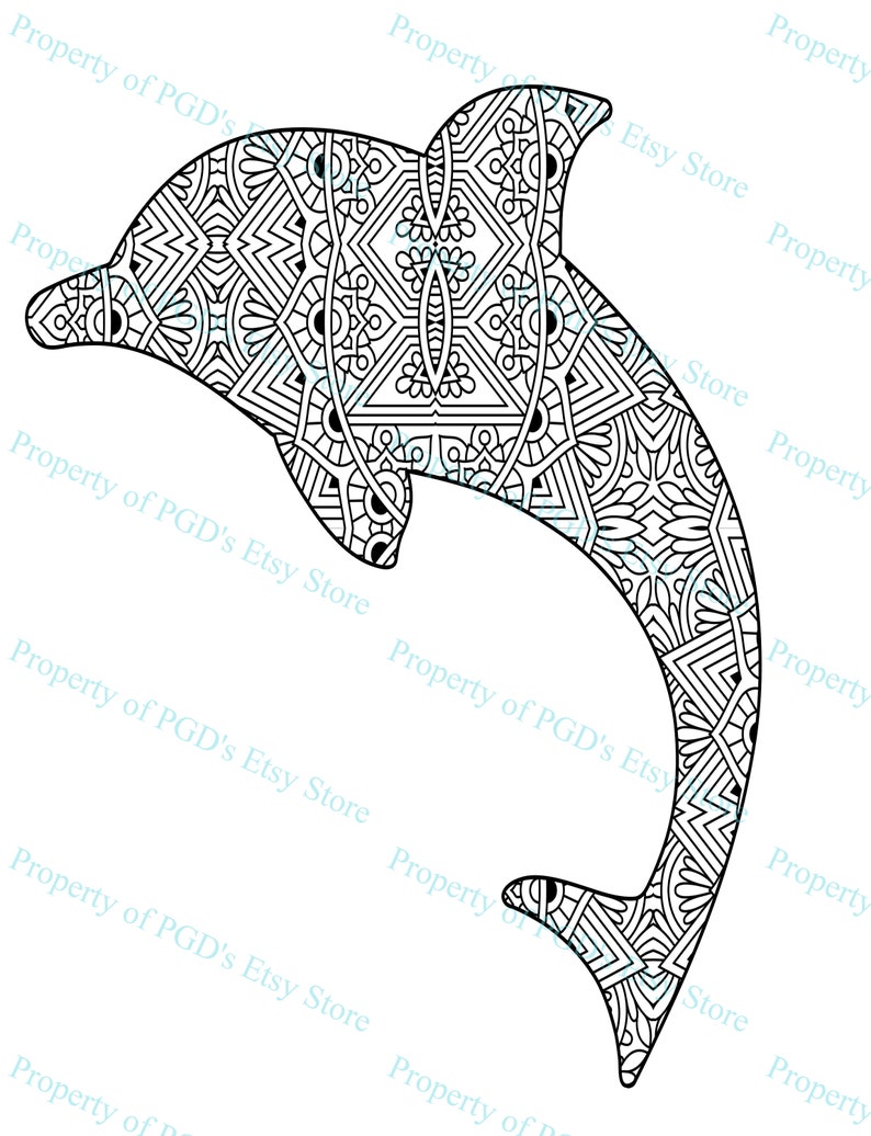 KDP Målarbok Mandala Djur Fjäril Ängelfisk Delfin Tumlare Svan Duva Med Kommersiell Licens bild 5