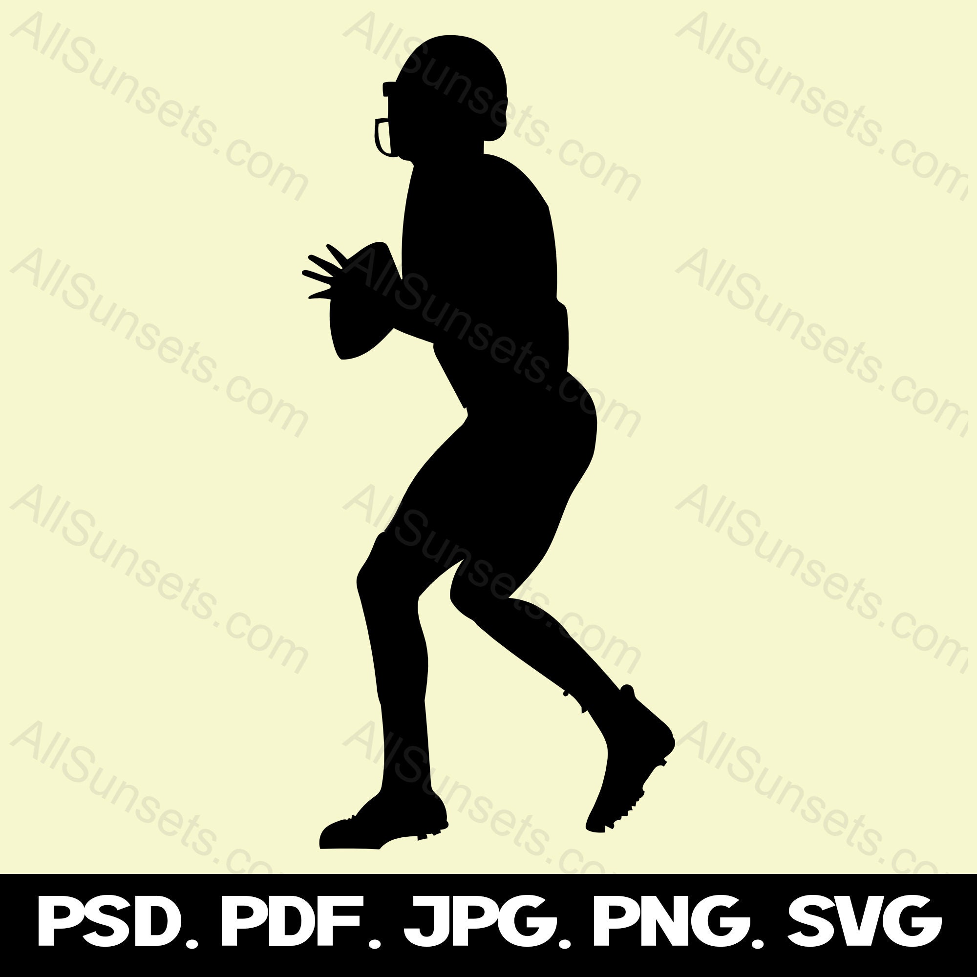 Quarterback American Football Player Clipart Silhouette Svg - Etsy