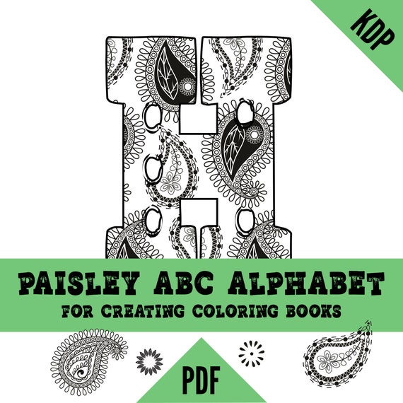 Download Kdp Alphabet Paisley Coloring Pages Sheets Pdf Abc Letters Etsy