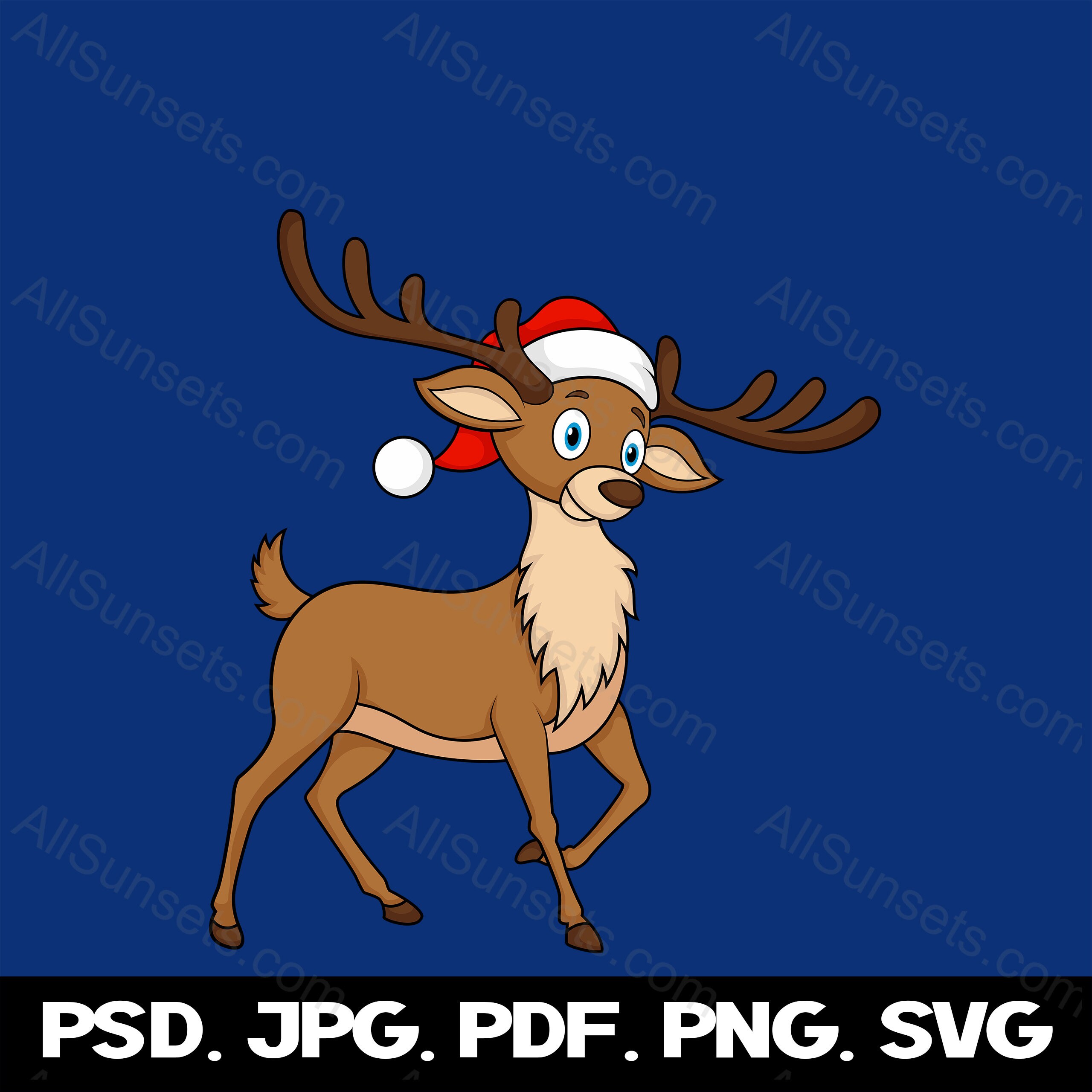 Reindeer Svg Png Jpg Pdf Psd File Types Deer Antlers Vintage Christmas ...
