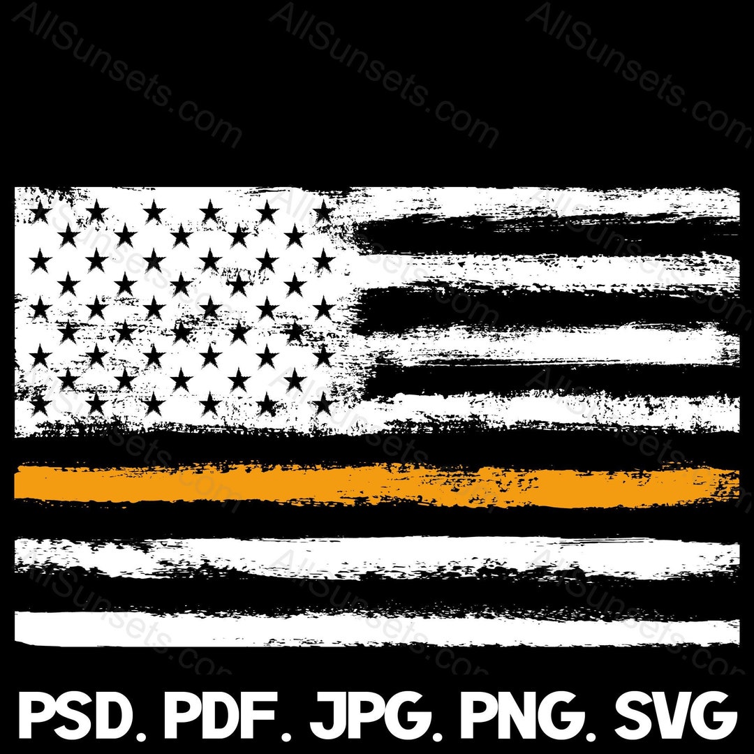 American Flag Thin Orange Line Svg Png Jpg Pdf Psd File Types Search and  Rescue Memorial Grunge Patriotic USA Commercial Graphic 