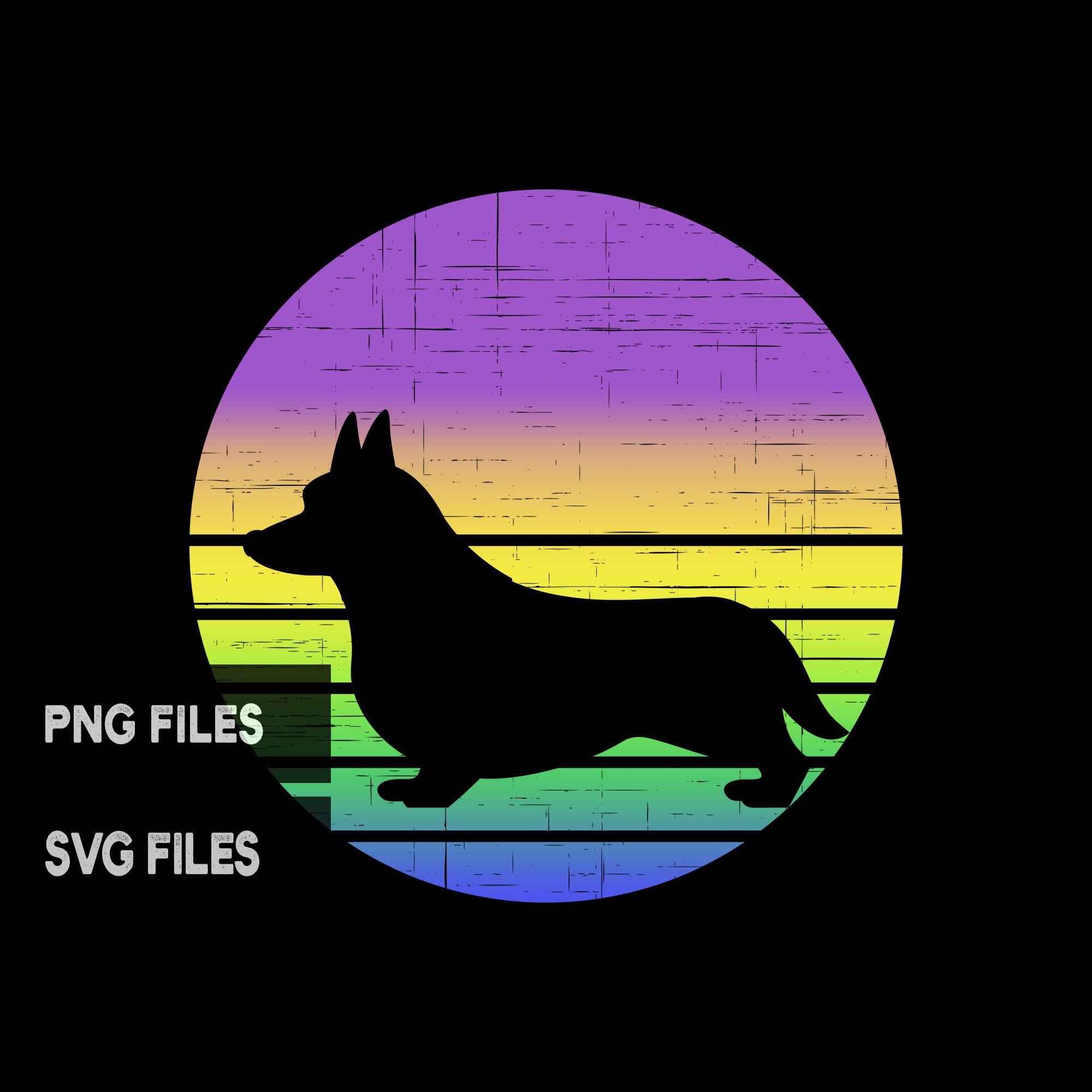 Corgi Dog Retro Vintage Sunset PNG and SVG Cut File Clipart Commercial ...