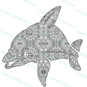 KDP Målarbok Mandala Djur Fjäril Ängelfisk Delfin Tumlare Svan Duva Med Kommersiell Licens bild 8