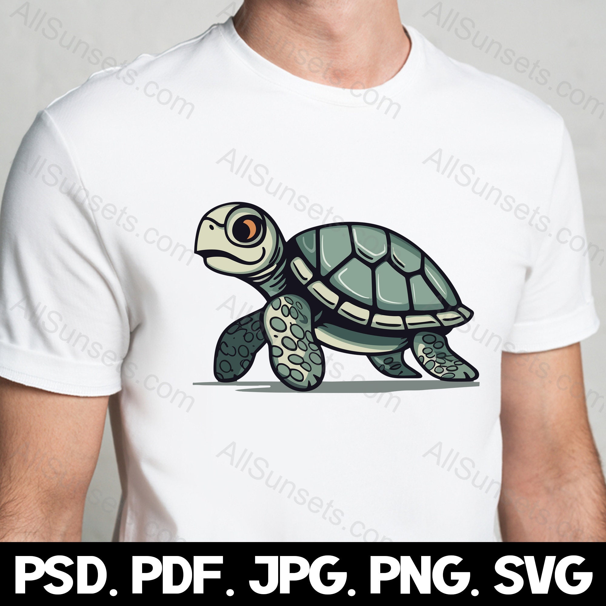 Sea Turtle Cartoon Svg Png Psd Jpg Pdf File Types Cute Ocean - Etsy