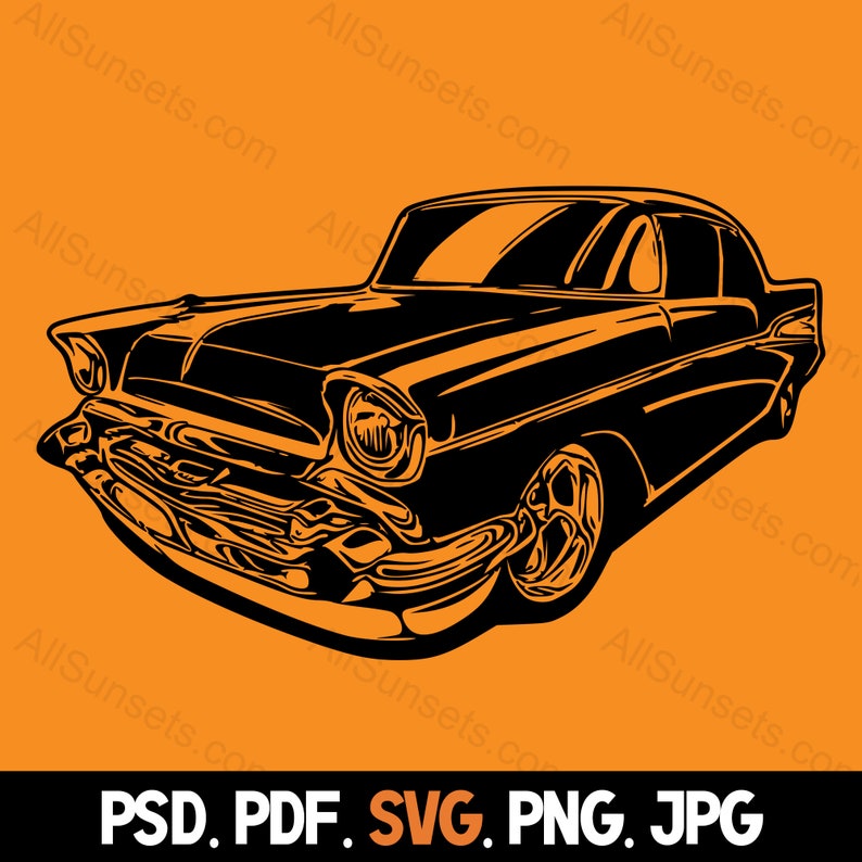 1950s Classic Car SVG Vintage 50s Vehicle Antique Automobile Clipart png psd jpg pdf Files Commercial Print On Demand Use