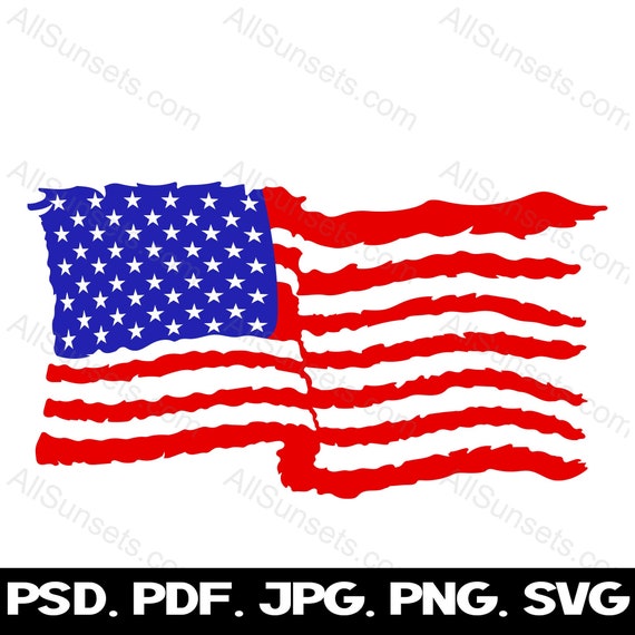 American Flag Wavy Grunge Rugged Svg Png Jpg Pdf Psd File - Etsy