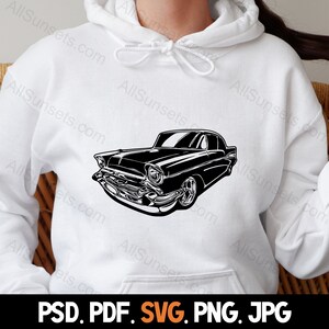 1950s Classic Car SVG Vintage 50s Vehicle Antique Automobile Clipart png psd jpg pdf Files Commercial Print On Demand Use