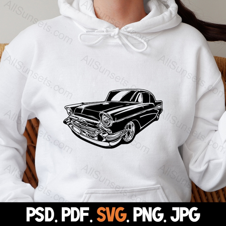 1950s Classic Car SVG Vintage 50s Vehicle Antique Automobile Clipart png psd jpg pdf Files Commercial Print On Demand Use