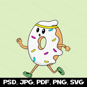 Frosted Donut Running Exercise Fitness svg png pdf psd jpg Files Clipart Getting Healthy Jogging 5K Headband Health Cricut Commercial Use