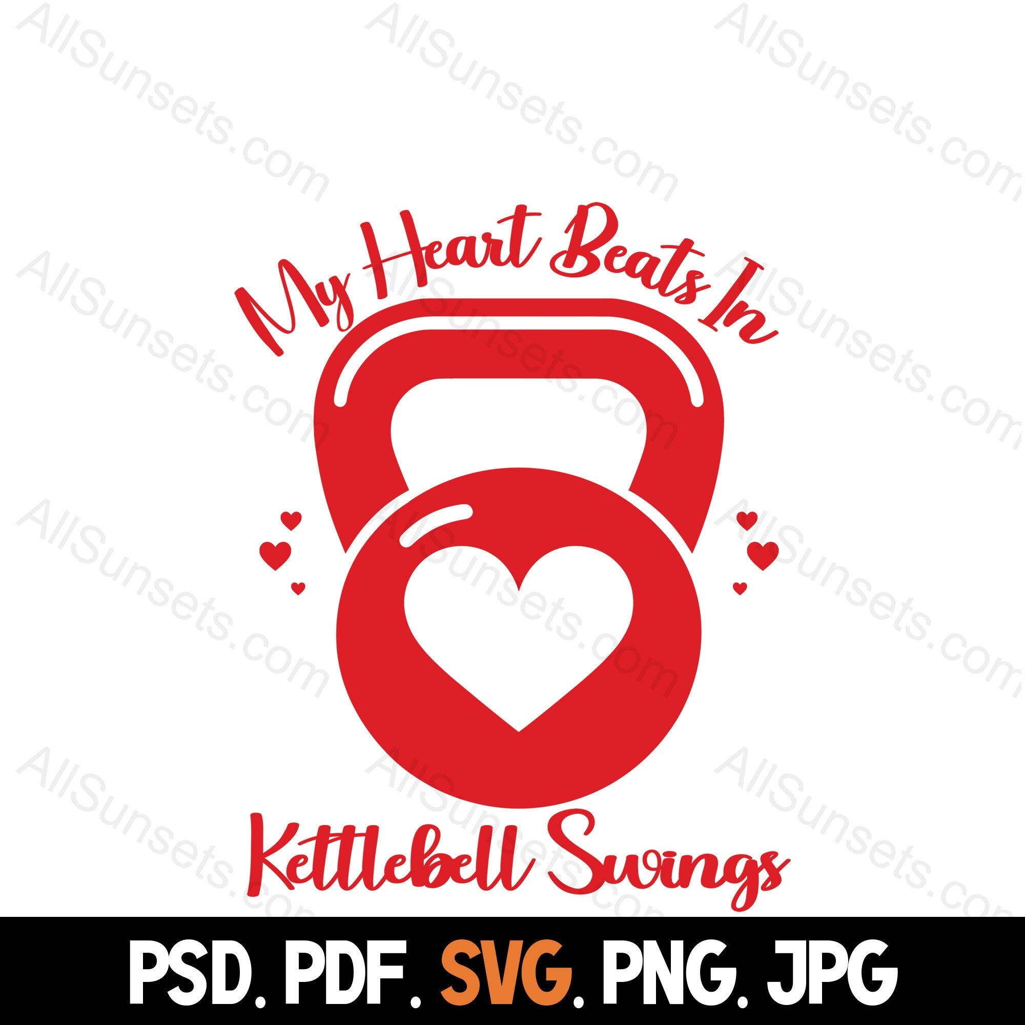 My Heart Beats In Kettlebell Swings svg png pdf psd jpg Files Valentines Day Fitness Exercise for Commercial Use or Print on Demand Clipart